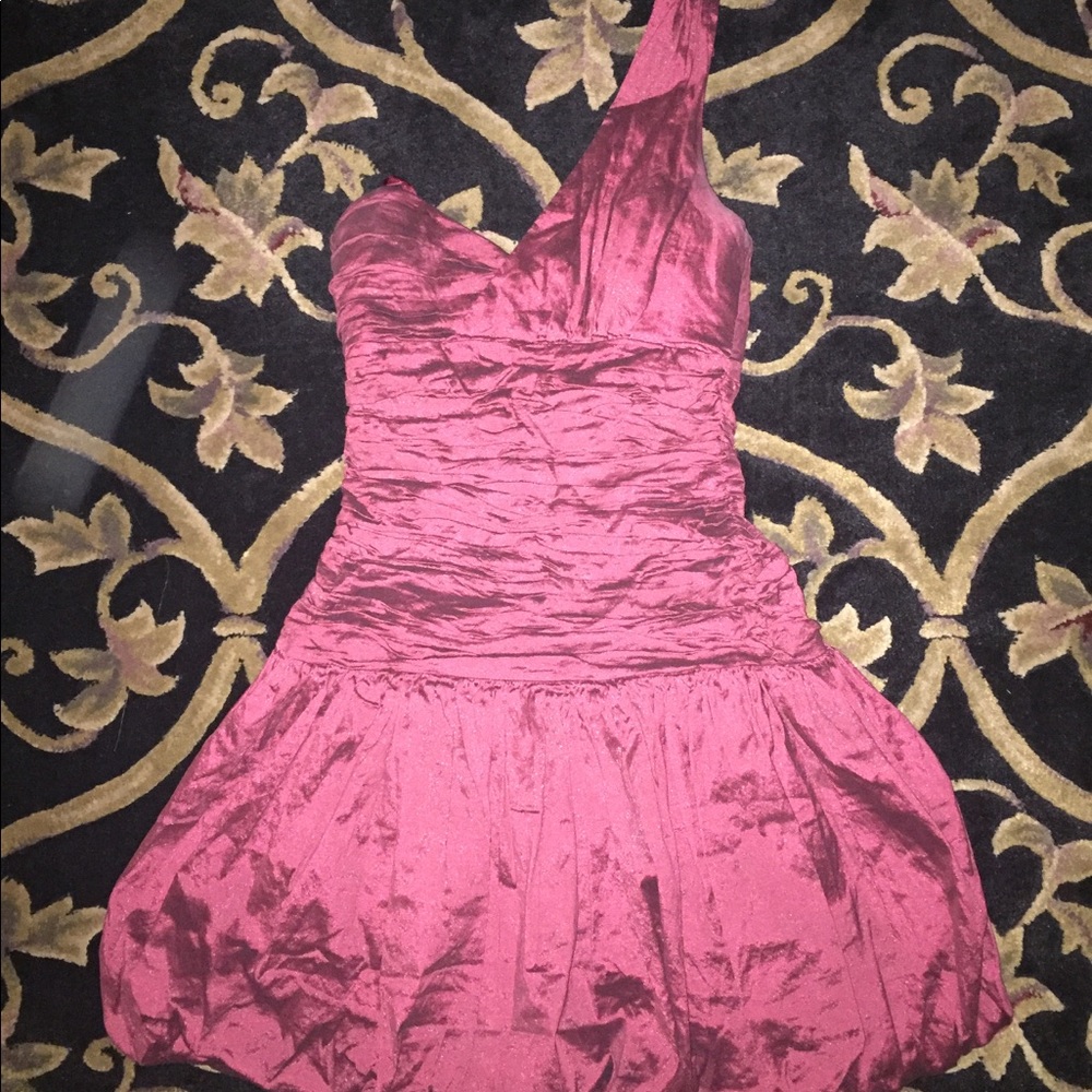 BCBG Max Azria Burgundy One-Shoulder Dress